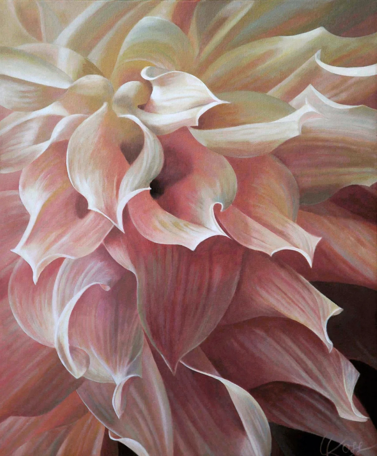 Dahlia 1 — original dahlia painting in acrylic on canvas by Canadian artist Laurie Koss