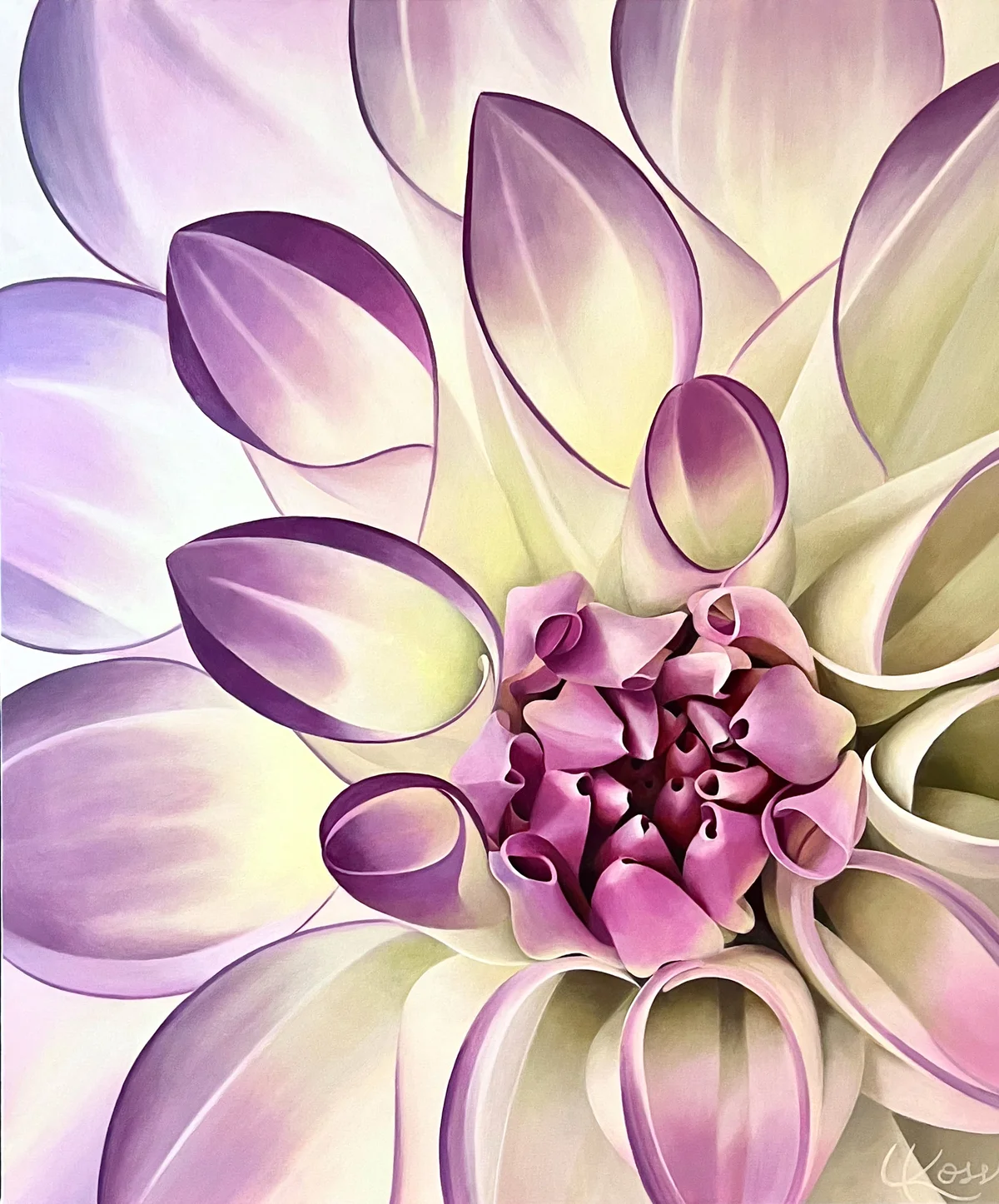 Dahlia 15 — original dahlia painting in acrylic on canvas by Canadian artist Laurie Koss