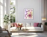 Dahlia 15 — original dahlia painting in acrylic on canvas by Canadian artist Laurie Koss (Room View)